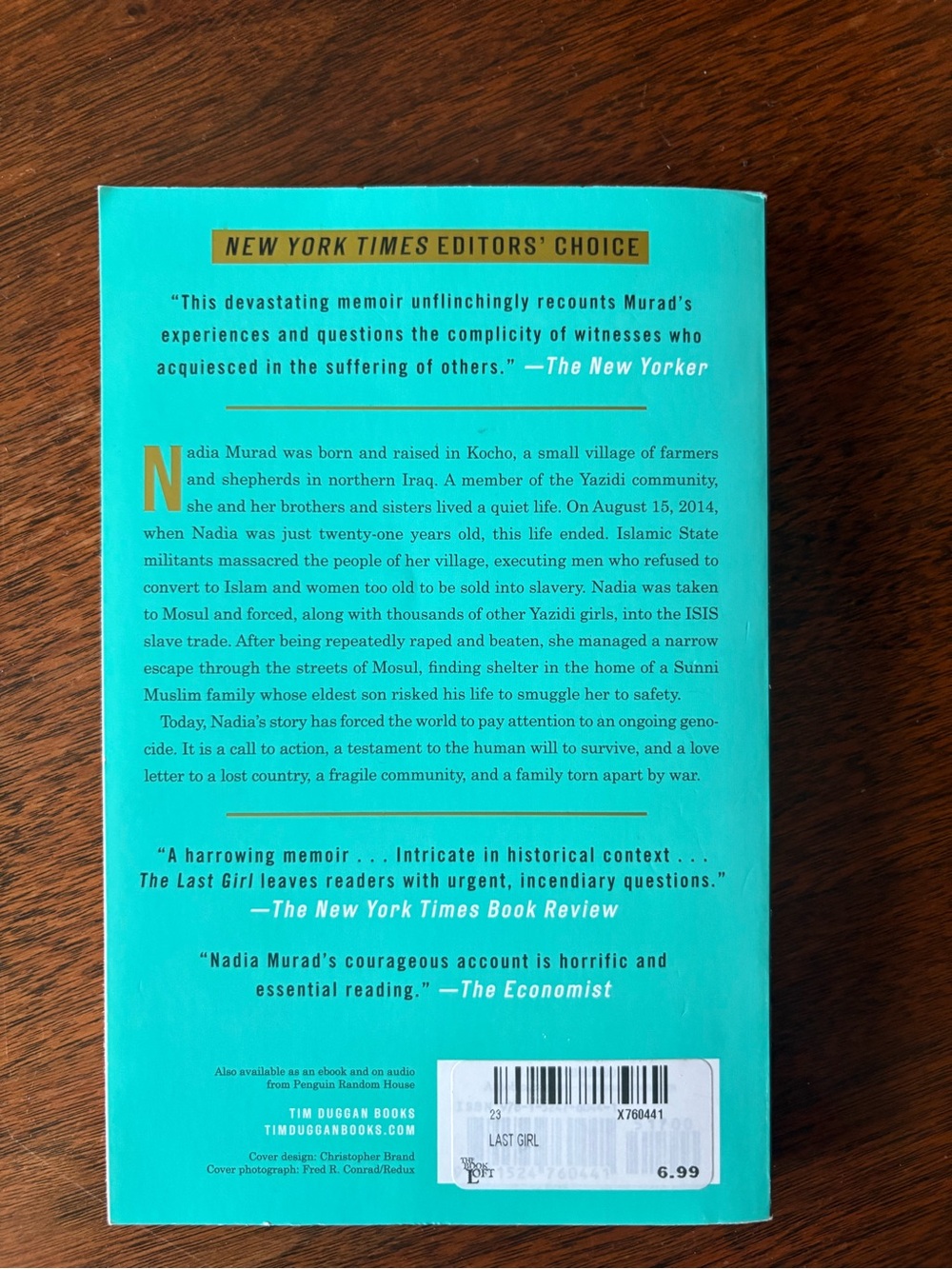 3/$20 The Last Girl by Nadia Murad — Black Cover with Yellow Accents - Picture 2 of 2